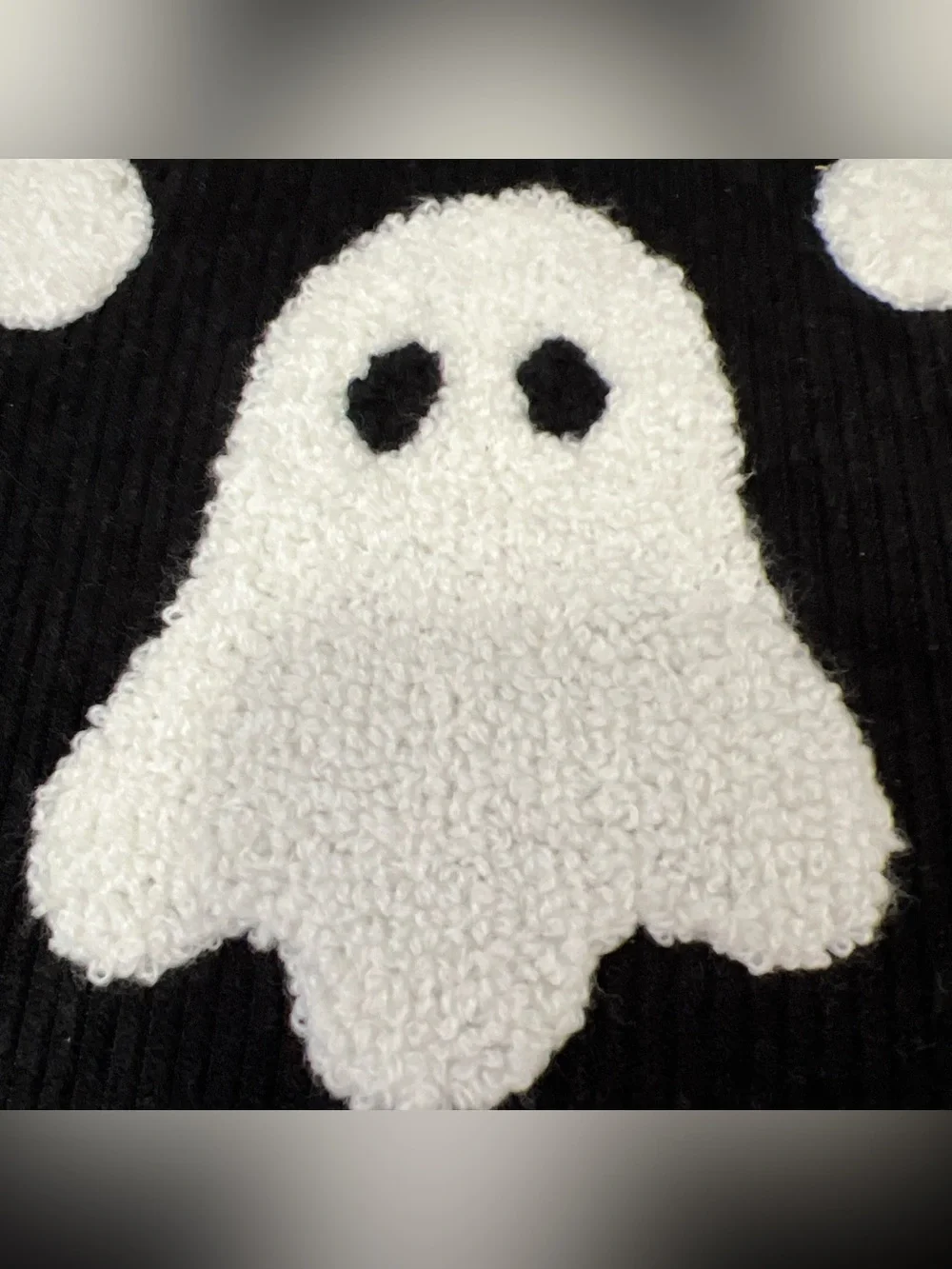 Spooky Hollow Halloween Ghost Pillow Corduroy Black & White Ghosts 18